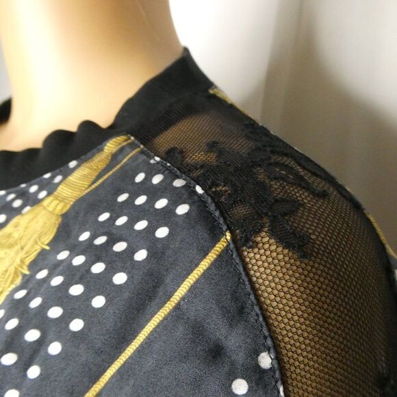 Vivienne Midow Silk Rope Lace Sleeve Blouse Vntg 4 - Picture 6 of 10